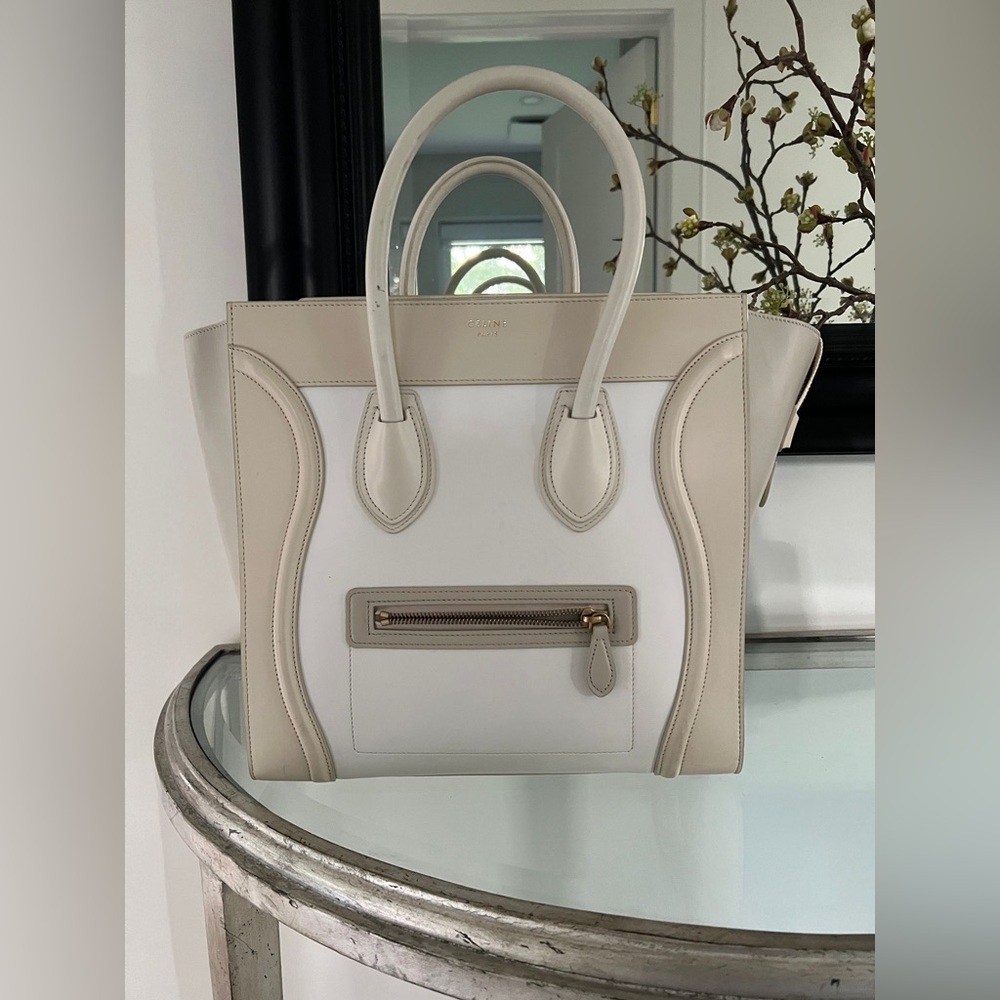 Céline Mini Luggage Tote in Multicolor Leather with Gold Hardware